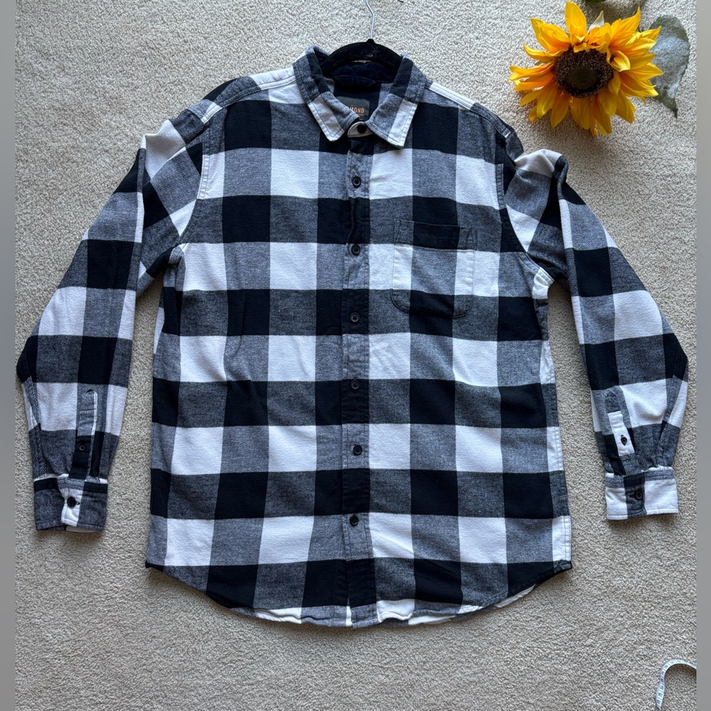 Redmond Black & White Buffalo Plaid Flannel Shirt L
